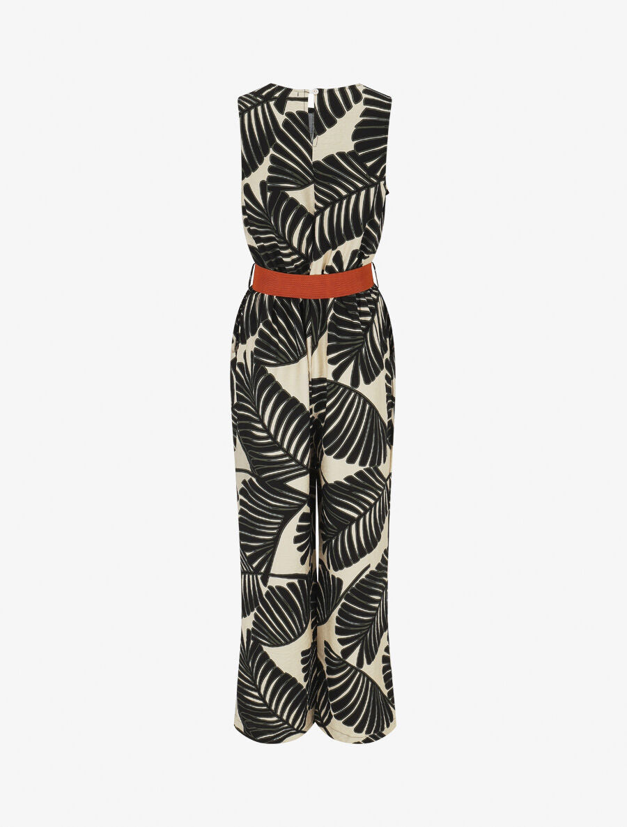 Combinaison sans manches imprimé tropical - Noir - 2