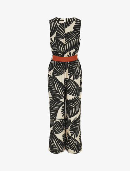 Combinaison sans manches imprimé tropical - Noir - 2