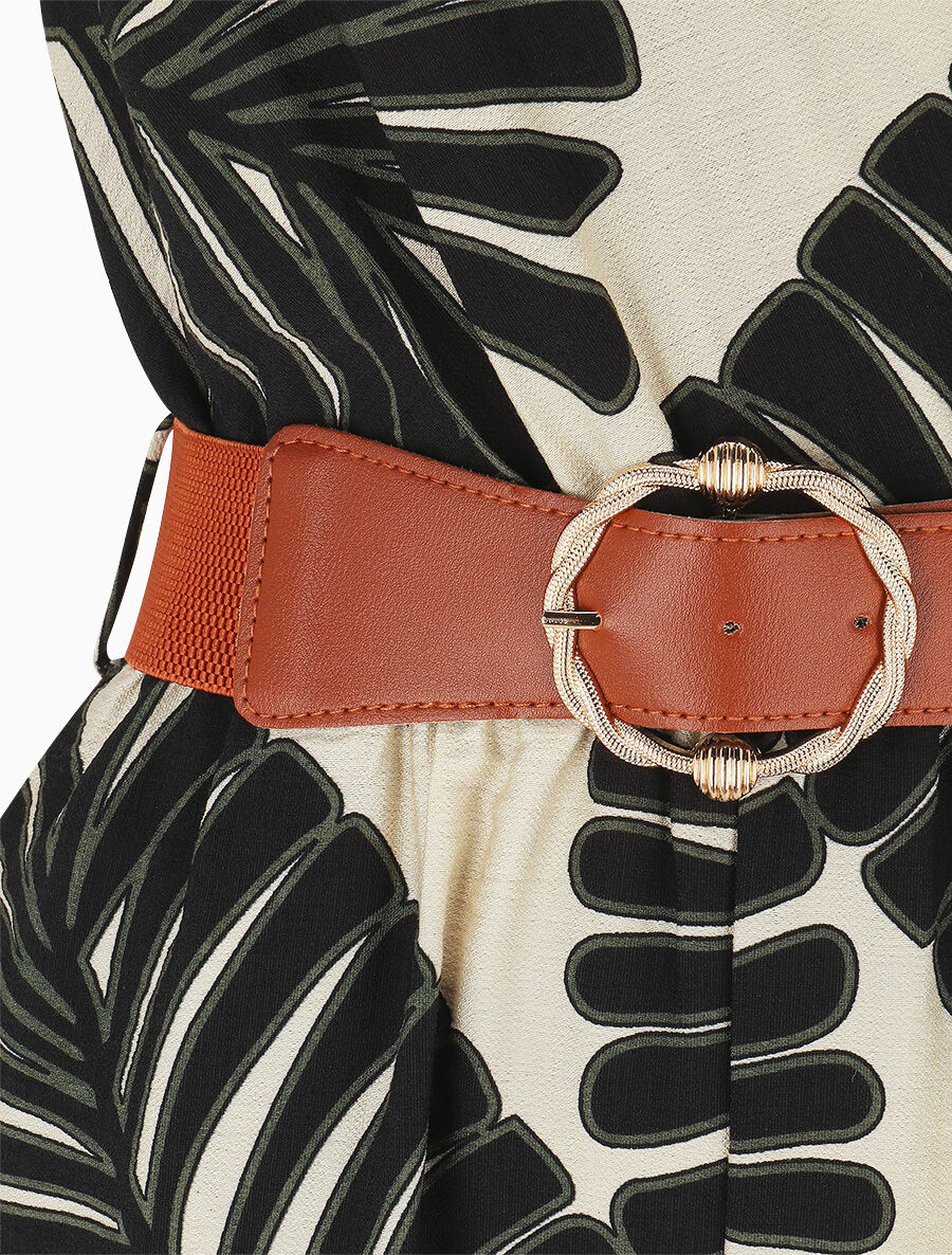 Combinaison sans manches imprimé tropical - Noir - 3