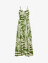Robe longue à fines bretelles imprimé feuillage - Vert - 1