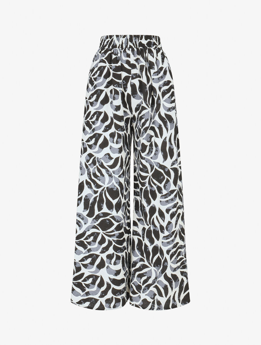 Ensemble caraco et pantalon imprimé abstrait - Noir - 4