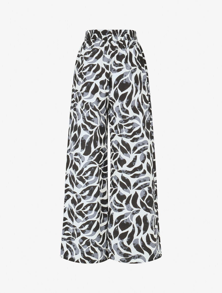 Ensemble caraco et pantalon imprimé abstrait - Noir - 5