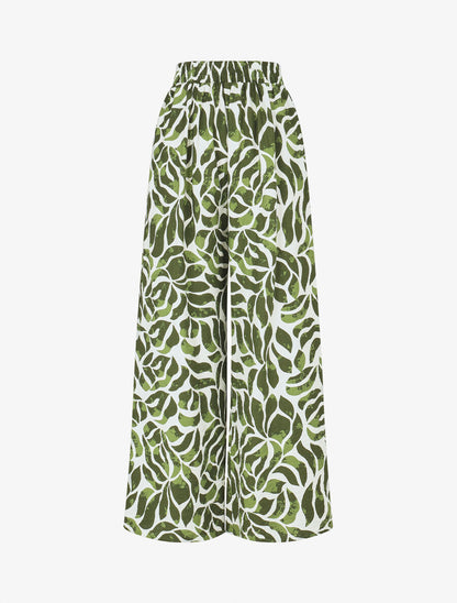 Ensemble caraco et pantalon imprimé abstrait - Vert - 4
