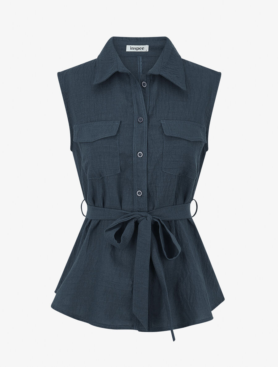 Ensemble top sans manches et pantalon - Bleu pétrole - 2