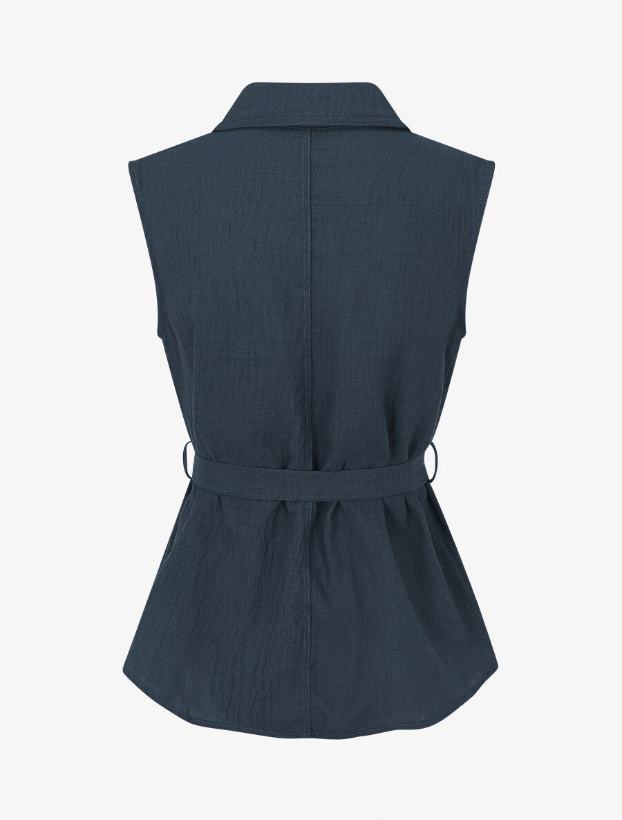 Ensemble top sans manches et pantalon - Bleu pétrole - 3