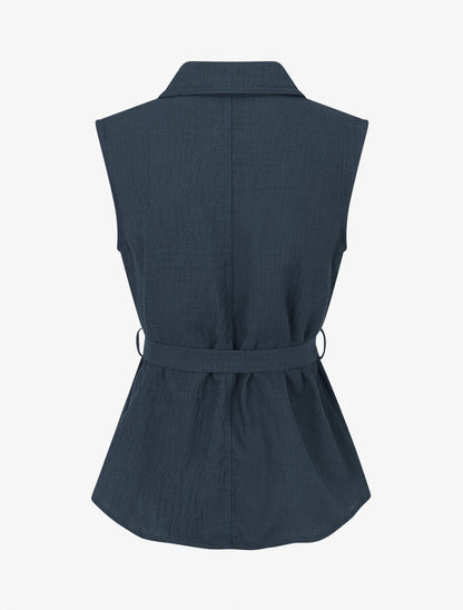 Ensemble top sans manches et pantalon - Bleu pétrole - 3