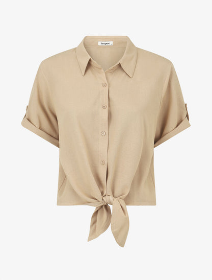 Ensemble top à nouer et pantalon - Beige - 2