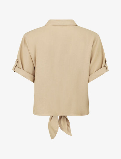 Ensemble top à nouer et pantalon - Beige - 3