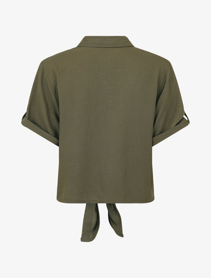 Ensemble top à nouer et pantalon - Kaki - 3