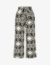 Pantalon imprimé ikat à taille haute élastiquée - Noir - 1