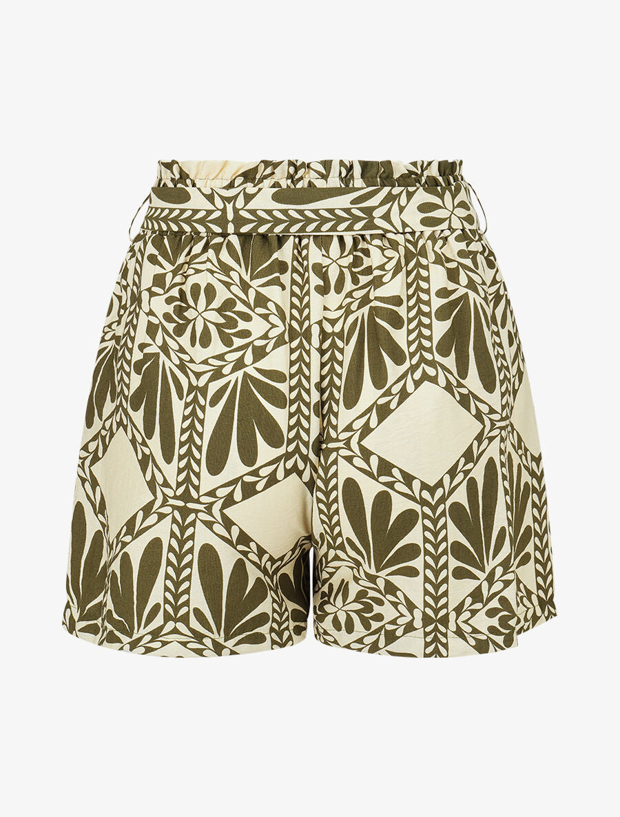 Short paper bag imprimé ikat - Kaki - 2