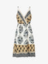 Robe mi-longue à bretelles imprimé arabesque - Noir - 1