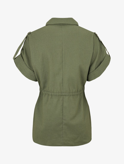 Chemise unie droite effet lin - Kaki - 2