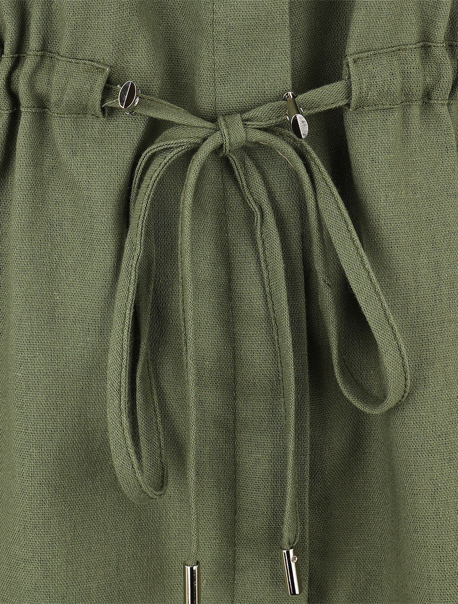 Chemise unie droite effet lin - Kaki - 3