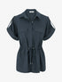 Chemise unie droite effet lin - Bleu pétrole - 1