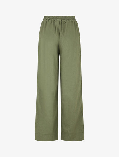 Pantalon uni droit effet lin - Kaki - 2