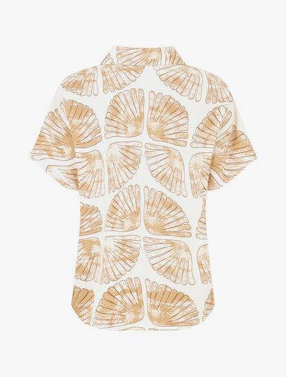 Chemise ample manches courtes imprimé fantaisie - Taupe - 2