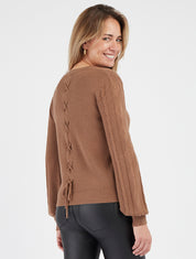 Jersey recto con espalda estilo corsé - Topo