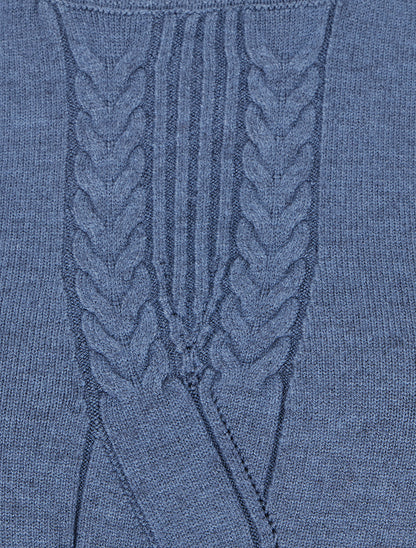 Pull coupe droite effet tressé - Bleu charrette - 3