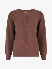 Pull coupe droite effet tressé - Marron - 1