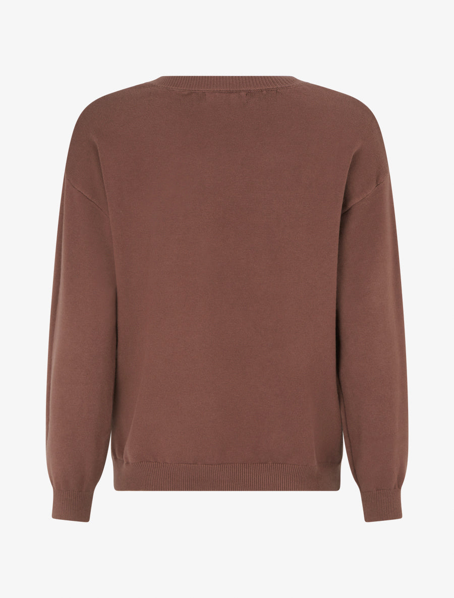 Pull coupe droite effet tressé - Marron - 2