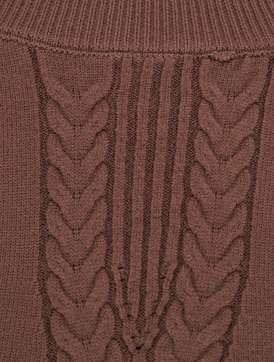 Pull coupe droite effet tressé - Marron - 3