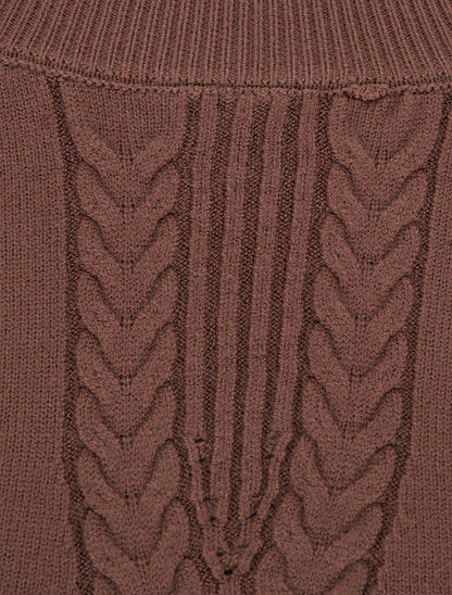 Pull coupe droite effet tressé - Marron - 3