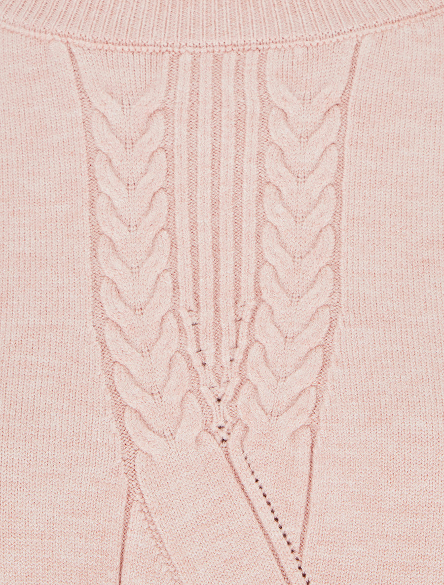 Pull coupe droite effet tressé - Rose - 3