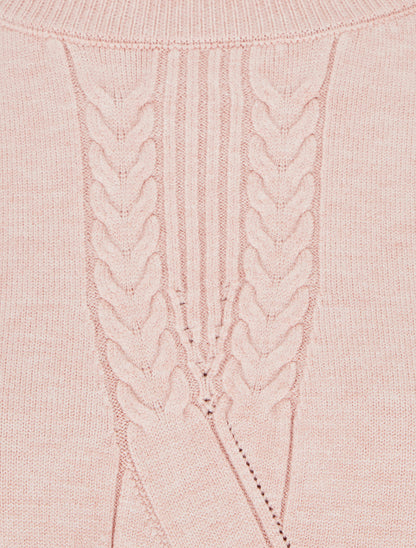 Pull coupe droite effet tressé - Rose - 3