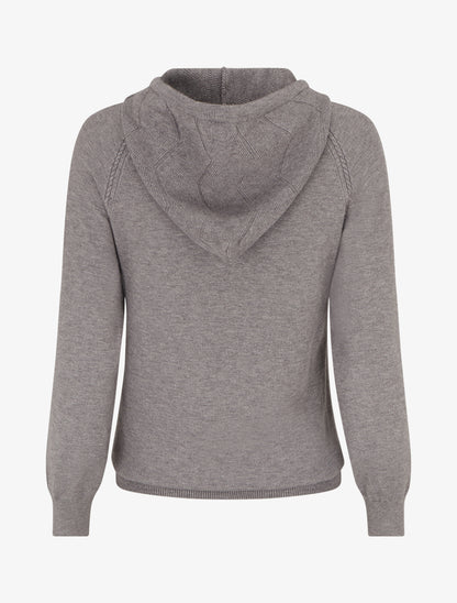 Pull à capuche en maille zig-zag - Gris - 2