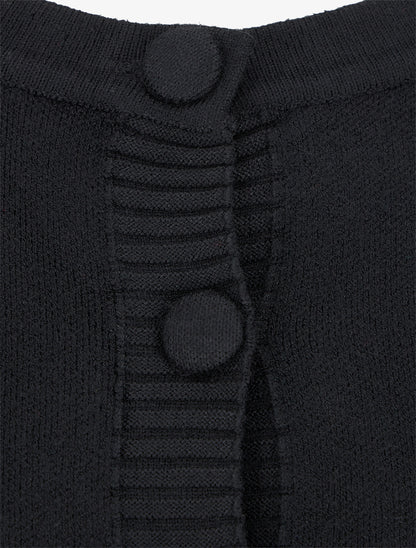 Gilet uni à col boutonné - Noir - 3