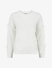 Pull uni à nœuds décoratifs - Blanc - 1