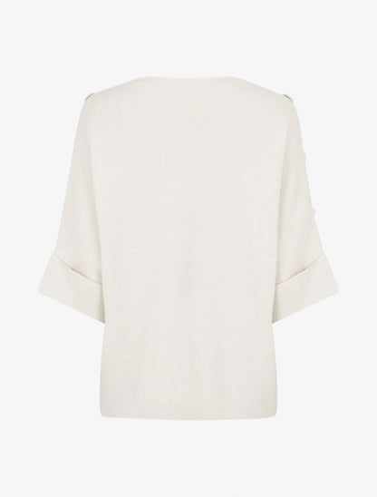 Pull uni à boutons décoratifs - Blanc - 2