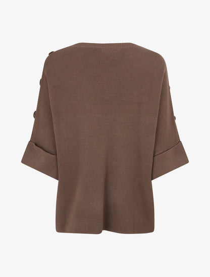 Pull uni à boutons décoratifs - Marron - 2