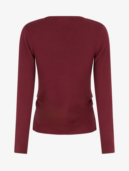 Pull asymétrique à empiècement bijou M - Bordeaux - 2