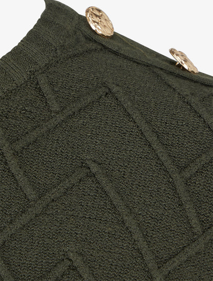 Pull droit en maille fantaisie - Kaki - 3