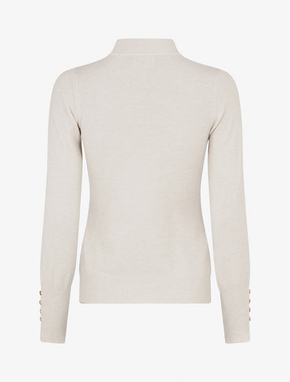 Pull fin uni à col montant - Beige - 2
