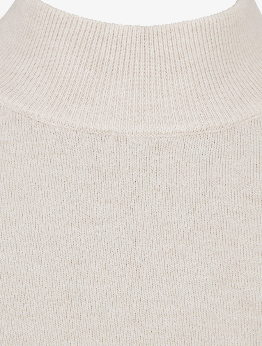 Pull fin uni à col montant - Beige - 3