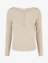 Pull fin à col rond et boutons décoratifs - Taupe - 1