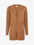 Gilet long uni à capuche - Camel - 1
