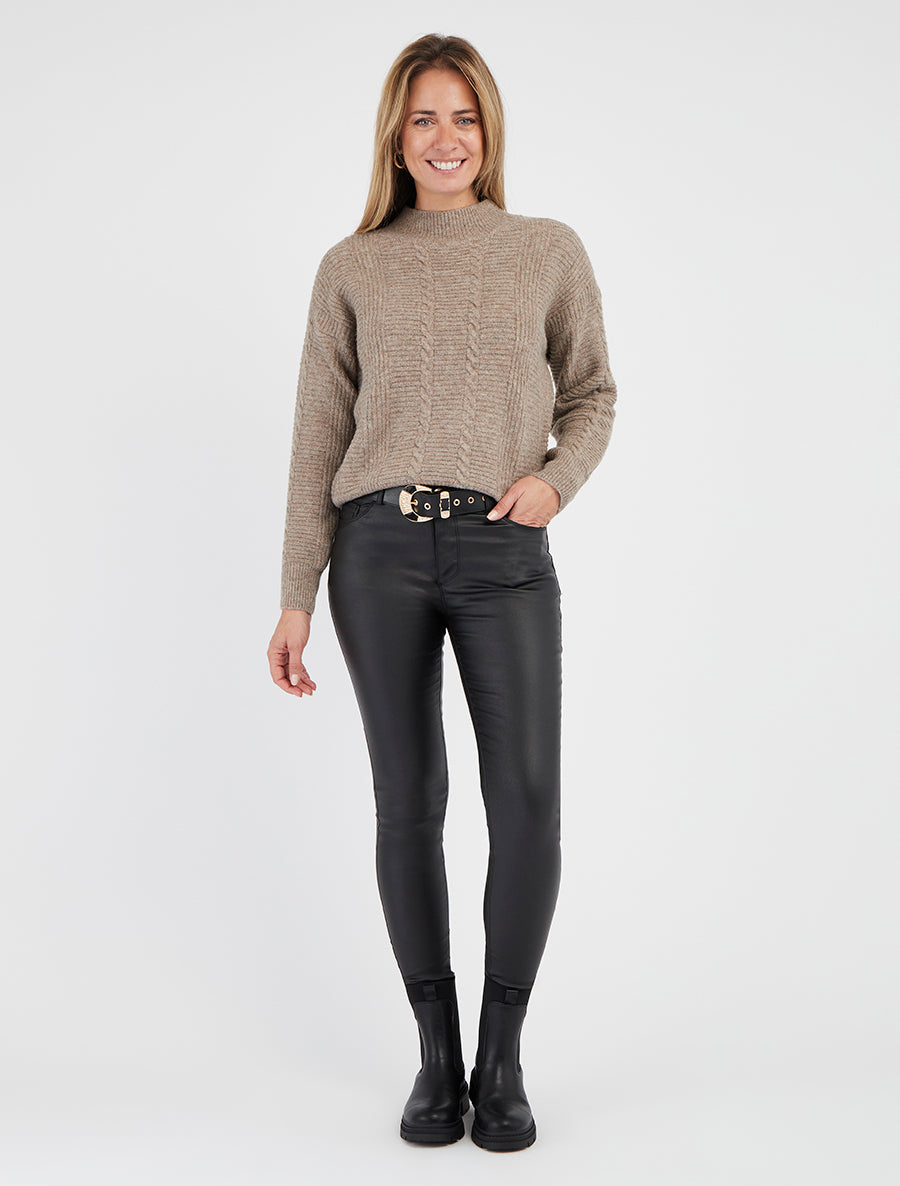 Suéter liso texturizado de punto. - Topo