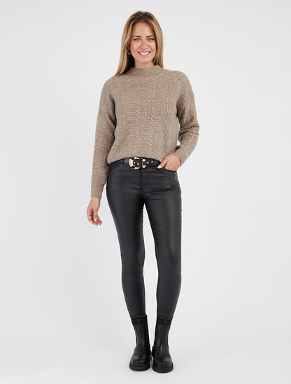 Suéter liso texturizado de punto. - Topo