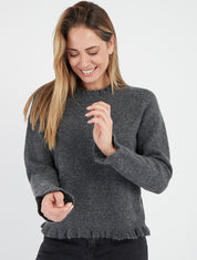Jersey esponjoso con bordes ondulados - Gris