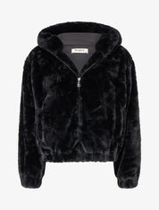 Manteau court en fourrure synthétique - Noir - 1
