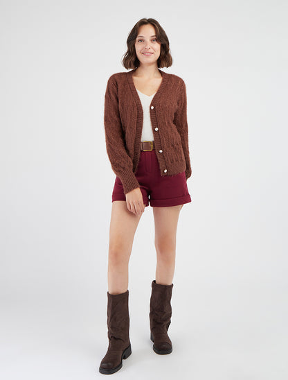 Chaleco esponjoso con detalle iridiscente - Marrón