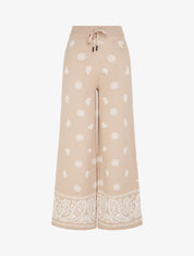 Pantalon en maille à imprimé ikat - Beige - 1