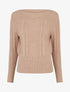 Pull droit à col bateau en maille fantaisie - Beige - 1