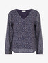 Blouse imprimé fantaisie à manches longues - Marine - 1