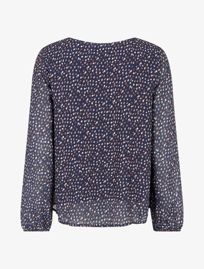 Blouse imprimé fantaisie à manches longues - Marine - 2