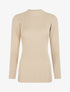 Pull côtelé à col montant - Beige - 1